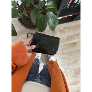 COACH Black Patent Leather Coin Purse Wristlet | Silk Interior | Y2k